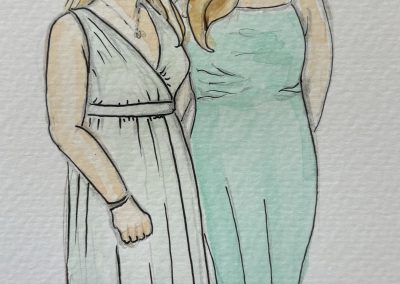Bridesmaid and friend figure illustration watercolour and pen by Art by Kirsti