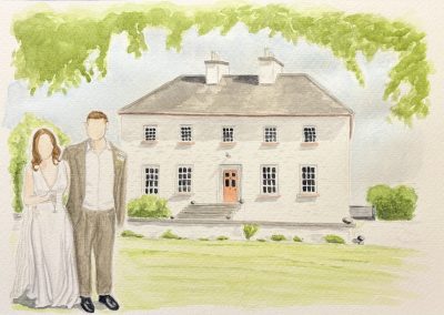 Wedding Venue Illustration with couple, Murlough Country House Illustration by Art by Kirsti