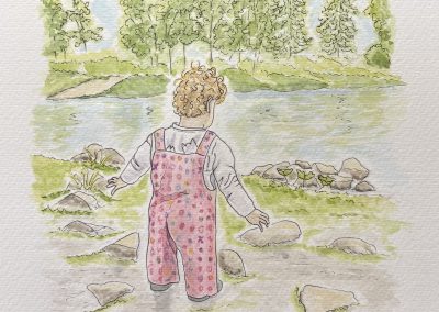 Little One, figure illustration in watercolour and pen by Art by Kirsti