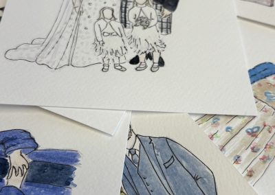 Live Guest Illustrations, Wedding Illustrations, watercolour and pen by Art by Kirsti
