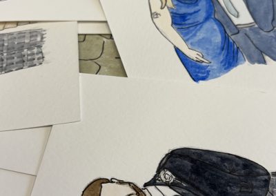 Live Guest Illustrations, Wedding Illustrations, watercolour and pen by Art by Kirsti