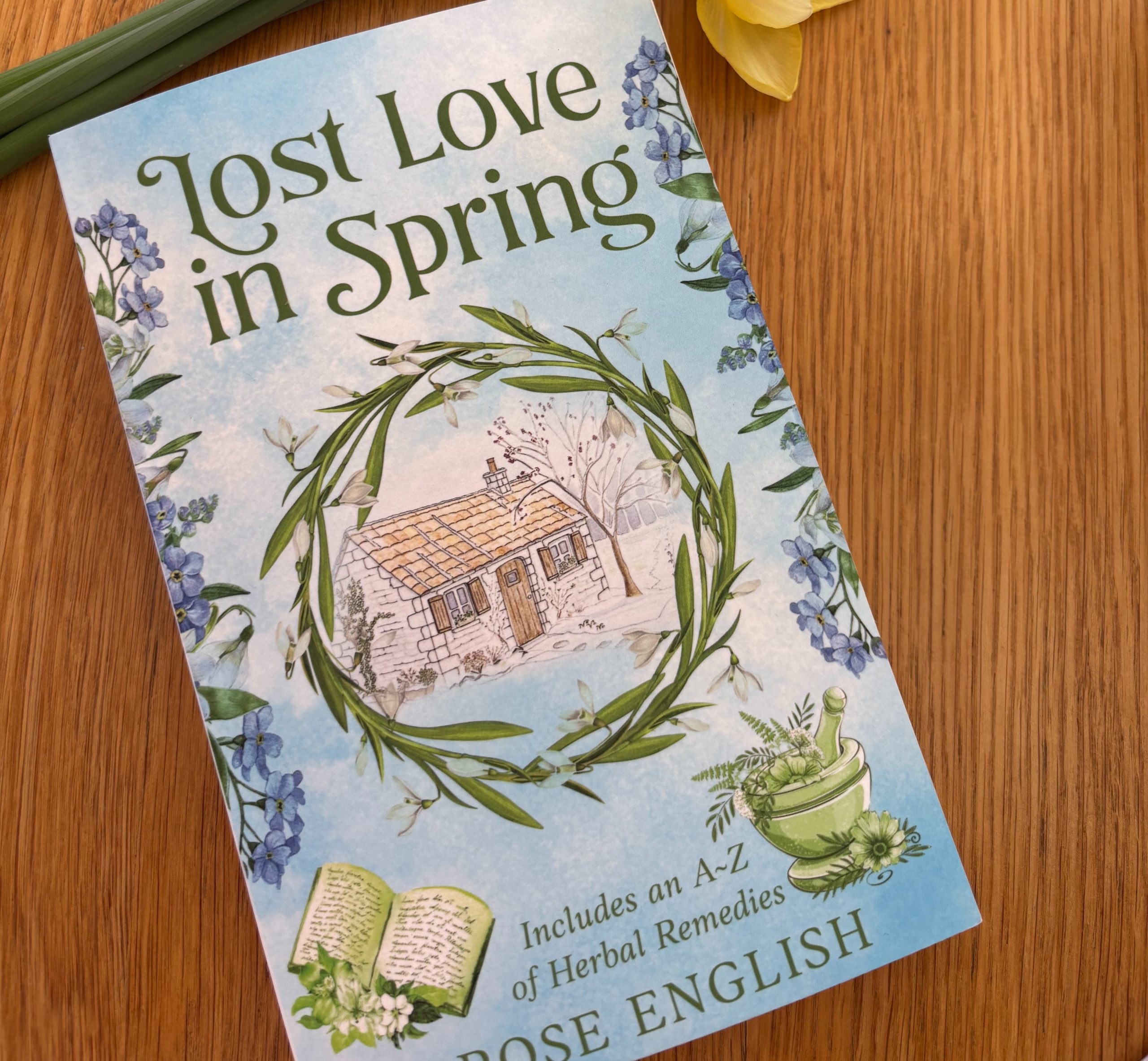 Full cover for Lost Love in Spring written by Rose English featuring cottage illustration by Art by Kirsti